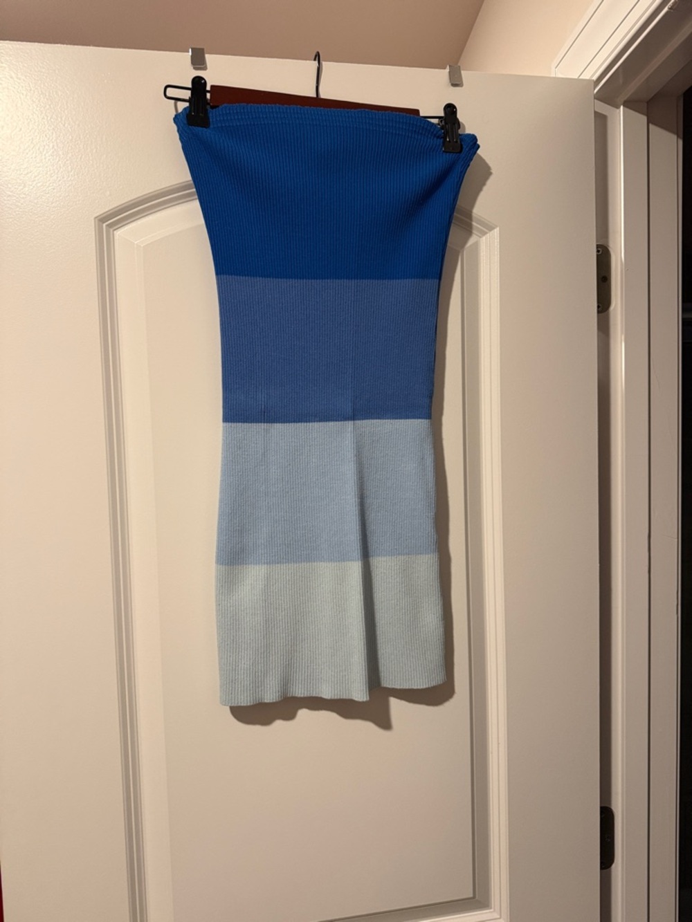 Blue Ombre Knit Midi Skirt